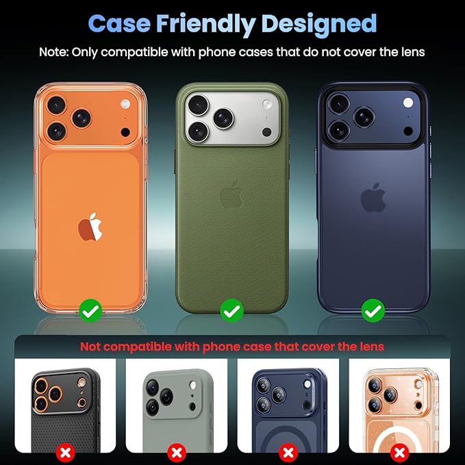 Uyiton for iPhone 17 Pro Camera Lens Protector, Metal Frame Glass Cover | Not Easy to Break, Strong Adsorption, Case-Friendly, Metal 9H Sapphire Glass Rear Camera Screen Cover, Silver - Image 4