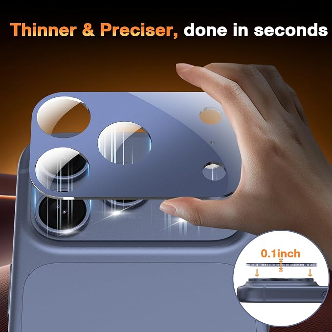 YWXTW [0 Bubbles for iPhone 17 Pro Camera Lens Protector, Full Coverage Tempered Glass Lens Screen Protector for iPhone 17 Pro Accessories, Case Friendly, HD Clear, 3 Pack (Deep Blue) - Image 6