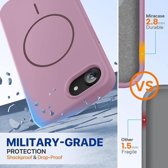 miracase Magnetic for iPhone 17e Case & iPhone 16e Case, [Soft Anti-Scratch Microfiber Lining], Compatible with MagSafe, Silicone Shockproof Protection Phone Case for iPhone 17e/16e, Blackcurrant - Image 2