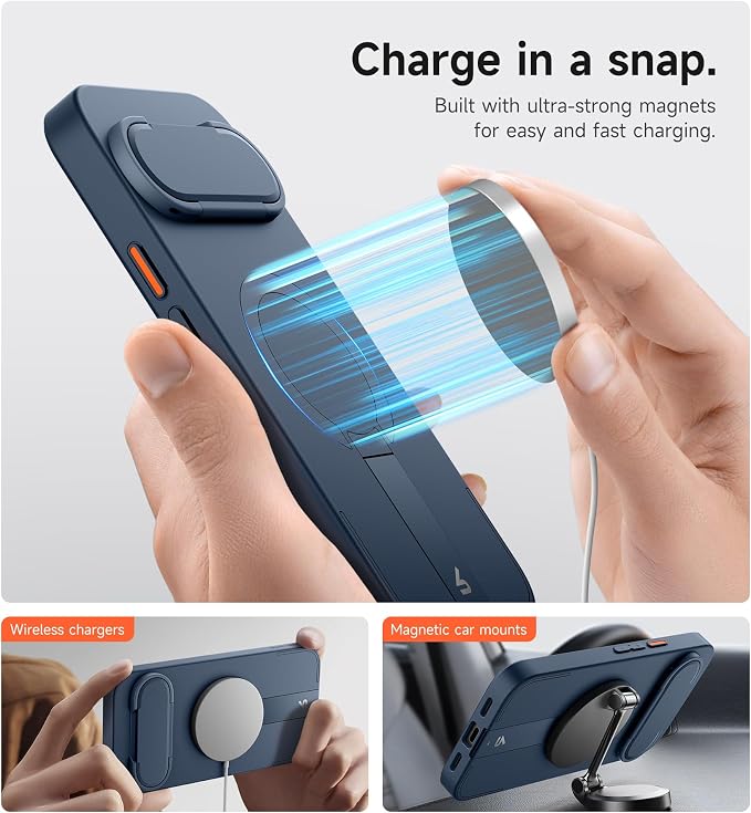 SURITCH for Google Pixel 10/10 Pro Phone Case, Compatible with MagSafe, Protective Cover with Camera Cover & Adjustable Metal Kickstand for Pixel 10/10 Pro 2025 -Dark Blue - Image 3