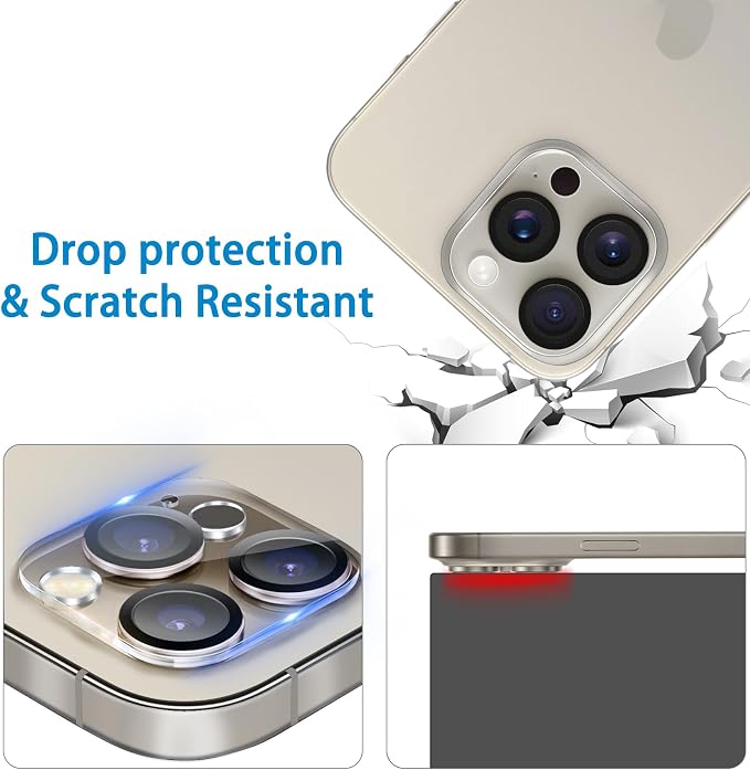 【3 Pack】Dengduoduo Tempered Glass Camera Lens Protector for iPhone 15 Pro 6.1" & iPhone 15 Pro Max 6.7", Ultra HD, 9H Hardness, Anti-Scratch, Case Friendly, Easy to Install [No Affect on Night Shots] - Image 5