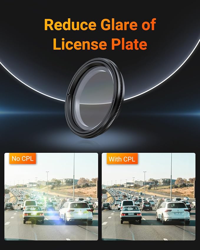 Vantrue 40mm Ultra-Slim CPL Circular Polarizer Filter for Dash Cam | Fits N4 Pro S, N5S, N4S, S1 Pro(MAX), N2X, E2, E1 Lite dash cams, Reduce Glare and Reflection, Enhance Contrast - Image 4