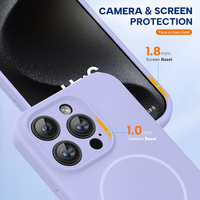 Miracase Magnetic for iPhone 15 Pro Case, Silicone, Soft Microfiber Lining - Image 4