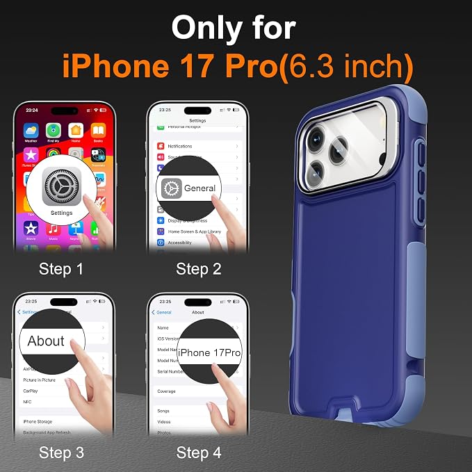 Follaroma Magnetic for iPhone 17 Pro Case with Camera Stand, Blue-Purple | Built-in Glass Camera Cover Stand,Compatible with MagSafe,Heavy Duty Shockproof Protective,Military-Grade Anti-DropDual Case - Image 3