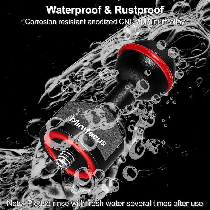 MINIFOCUS 2Pcs 1'' Ball Adapter to 1/4"-20 Screw, Universal Ball Joint Bracket with 1/4" Screw Base Adapter for Underwater Camera Arm Tray Diving Photography System - Image 4