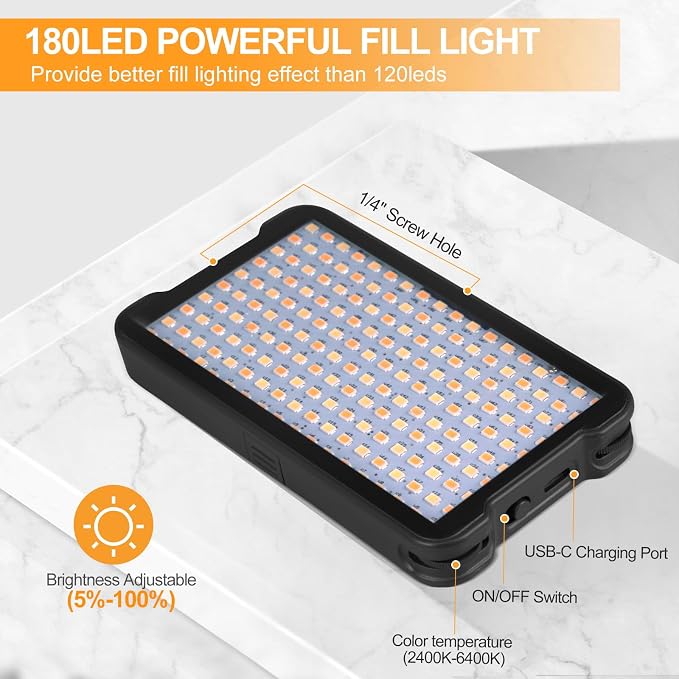 Tattoo Light Kit with 180LED and CPL Filter Len, Polarized Light for Tattoo, Compatible with iPhone, DSLR Camera, Tattoo Equipment and Supplies, Tattoo Lamp Remove Glare for Selfie Photography - Image 3
