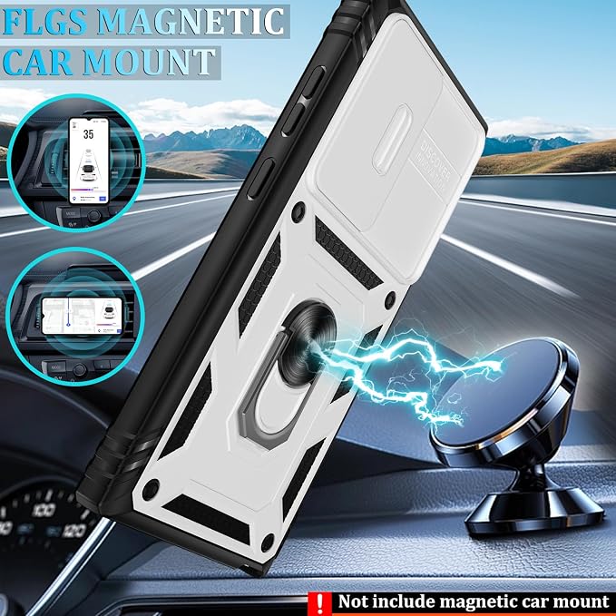 Gritup for Samsung Galaxy S24 Ultra Phone Case: Case S24 Ultra with Screen Protector*2 | Magnetic Stand & Slide Camera Cover | Shock Proof Military-Grade para S24 Ultra Cover -White+Black - Image 6