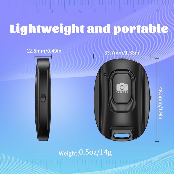 Wireless Camera Remote Shutter for iPhone and Android Smartphones 2 Pack, Bluetooth 5.2 Phone Remote Control Selfie Button for Photos and Videos, Battery Powered, Wrist Strap Included, Black & White - Image 6