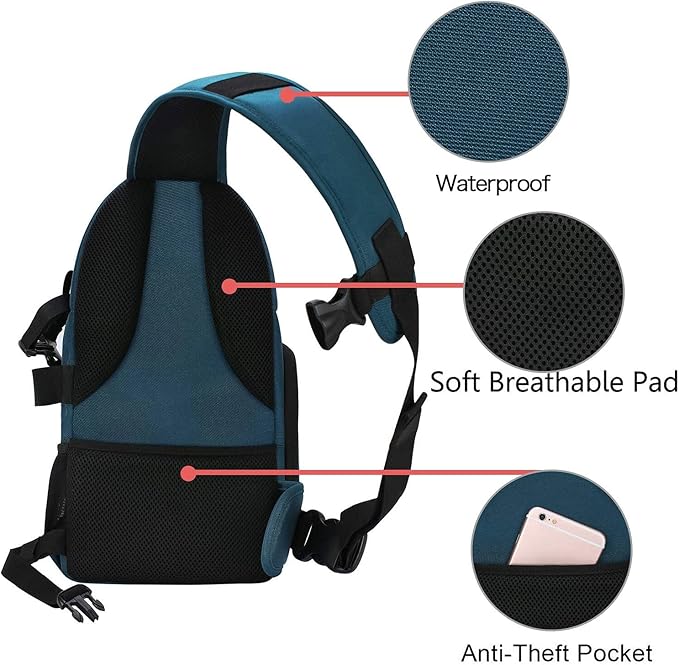 MOSISO Camera Sling Bag, DSLR/SLR/Mirrorless Camera Case Camera Backpack | Shockproof Photography Bag with Tripod Holder&Removable Modular Inserts Compatible with Canon/Nikon/Sony/Fuji, Deep Teal - Image 4