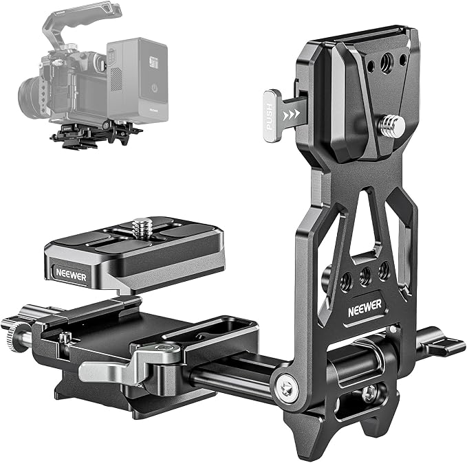NEEWER Foldable V Mount Battery Plate with Arca Type Baseplate, PS015 PRO | Quick Release Camera Base Plate, Lightweight DSLR Video Rig, Compatible with SmallRig V Mount Battery Cage DJI RS4 RS3 Gimbal by Neewer
