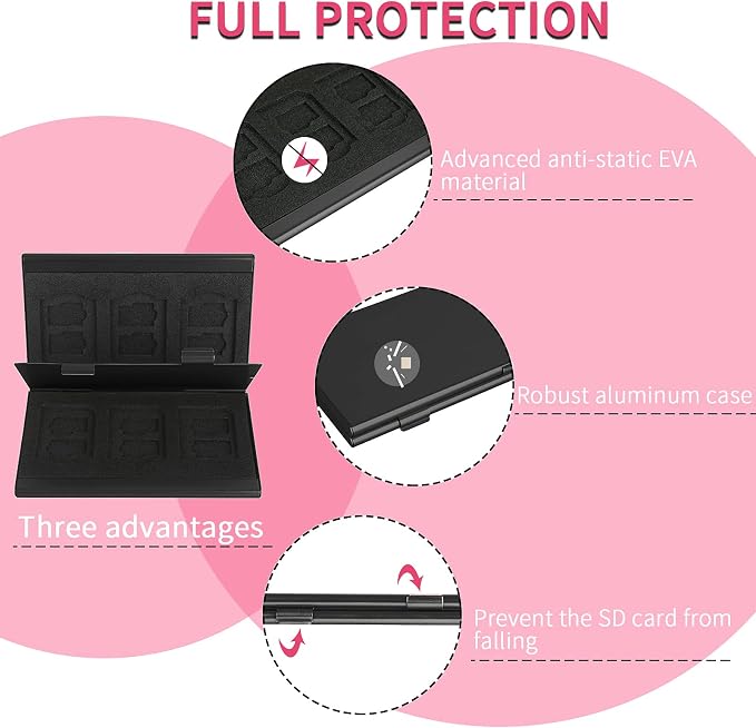 SD Card Holder, SD Card Case,LAVILI CF Memory Card Holder Case Aluminum | Alloy Hard Shell, Double-Layer Capacity for 6SD Cards and 12 TF Cards - Image 5