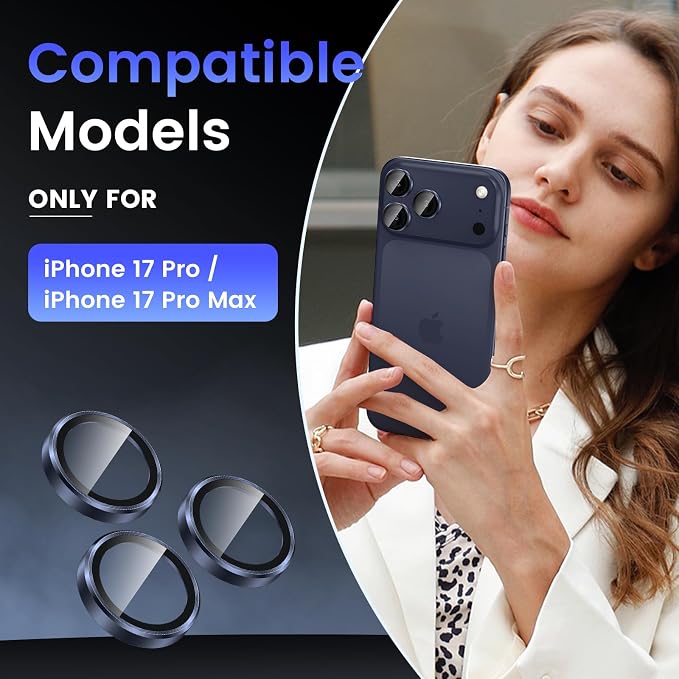 Tensea Camera Lens Protector Compatible for iPhone 17 Pro Max/17 Pro | Metal Aluminum Alloy Tempered Glass Cover Camera Screen Protector Accessories, Case Friendly - Image 2