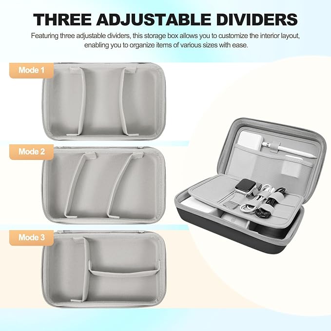Hard Travel Electronic Organizer Case for Power Bank Chargers Cables USB Flash Drive SD Card Electronics & Backpack Organizer Travel Case Small Portable Accessories Bag, Black - Image 3