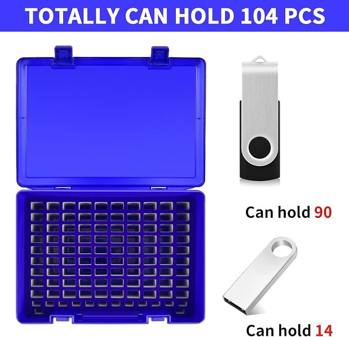 FULLCASE USB Flash Drive Case for SanDisk,for Samsung,for PNY,104-Slot | Hard Plastic Thumb Drive Organizer,for Lexar,for JOIOT,for SamData,for SIMMAX,Dual-size Removable Foam,Case Only Blue - Image 3