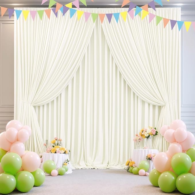 8 Panels Ivory Backdrop Curtains for Wedding Party Wrinkle Free Backdrops Curtain Drapes Fabric Decorations Photo Back Drop Cloth for Baby Shower Photography Stage Reception 40ft(W) x 12ft(H) - Image 9