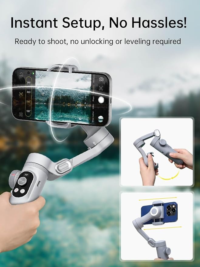 AOCHUAN Gimbal Stabilizer for Smartphone, 3-Axis Portable iPhone Gimbal w/OLED Display for iPhone/Andriod, Phone Gimbal with Face/Object Tracking for Tiktok YouTube Vlog-Smart X Pro Gray - Image 9