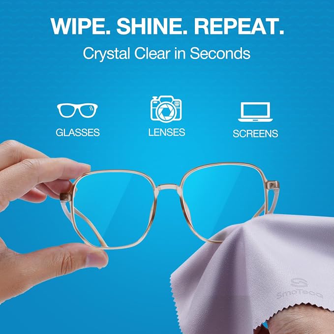 SmoTecQ 32 Pack Microfiber Cleaning Cloths for Glasses (Individually Wrapped) - Premium Optical Lens Cleaner for Screens, iPhone, iPad, Camera & Eyeglasses - Washable & Lint Free (Black & Grey) - Image 2