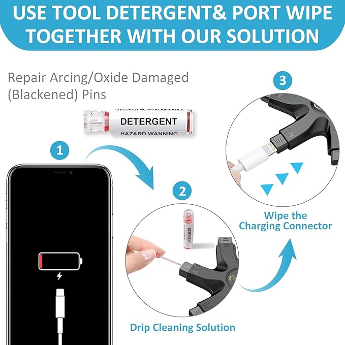 iPhone Cleaning Kit for Charging Port Cleaner,Lightning Charger Connector | Speaker Cable,AirPod Pro Cell Phone，Cleaning Putty，Repair Restore Tool,Thin Cleaning Brushes,Microfiber Cloths,Port Pick - Image 5