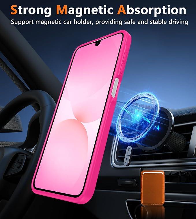 FNTCASE for Galaxy A26 5G Phone Case, Fit for Magsafe, Screen Protector | Translucent Matte, 14FT Military Grade Drop Protection, Slim Shockproof Protective, for Samsung A 26 4G Cover, Hot Pink - Image 4