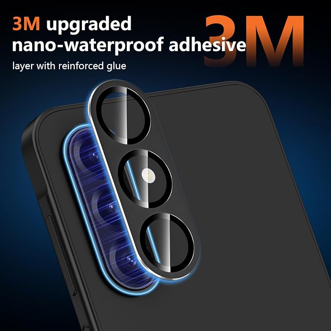 for Samsung Galaxy A17 Camera Lens Protector, Individual Metal Ring Tempered Glass Lens Cover, [Strong Adsorption] Scratch Resistant Ultra-Thin HD Clear Lens Cover, 1 Set-Black - Image 4