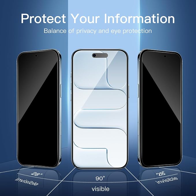 NEW'C 3x Privacy Screen Protector for iPhone Air (6.5 inches)+ 3x Camera Lens Protector, Sensor Protection, Case Friendly Tempered Glass Film, Ultra Resistant, Easy installation tool included - Image 3