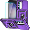 HNHYGETE for Galaxy S23 Plus Case with Screen Protector: [Military Grade 20ft. Drop Tested] Slide Camera Cover Ring Shockproof Protective Phone Case for - Samsung Galaxy S23 Plus (Purple) by HNHYGETE