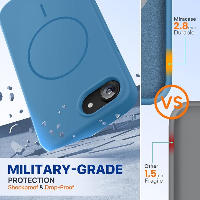 miracase Magnetic for iPhone 17e Case & iPhone 16e Case, [Soft Anti-Scratch Microfiber Lining], Compatible with MagSafe, Silicone Shockproof Protection Phone Case for iPhone 17e/16e, Capri Blue - Image 2