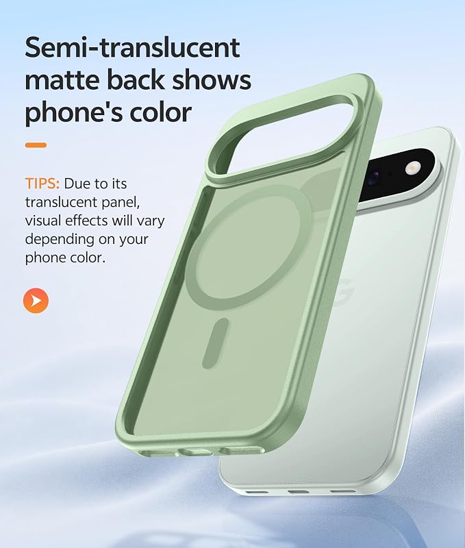 FNTCASE for Google Pixel 11 Pro Case/Pixel 11 Case, with Screen Protector | Fit for Magsafe, Translucent Matte, 14FT Military Grade Drop Protection, Shockproof Protective Phone Cover, Light Moss - Image 5