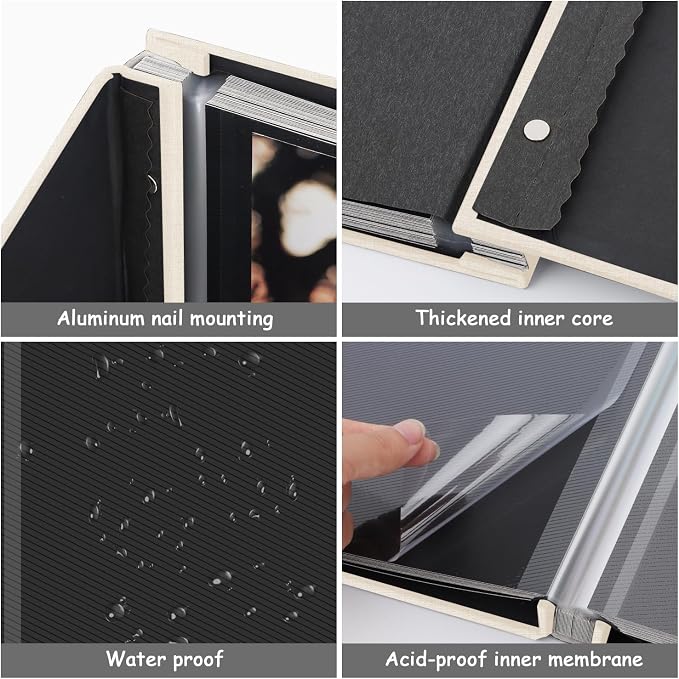 Zesthouse Photo Album Self Adhesive Pages, 60 Pages Magnetic Scrapbook Albums with Sticky Page, Photos Album Holds 8x10 & 5X7 & 4x6 & 6x8 & 3x5, Large Picture Book Ideal Gift for Family Wedding Baby - Image 5