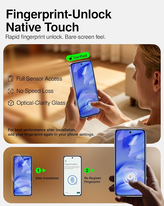 SMARTDEVIL 3 Pack Tempered Glass for Google Pixel 9a Screen Protector | Military-Grade Shatterproof Protection, Fingerprint Unlock Compatible, Fast & Easy Installation, Case Friendly Design - Image 5