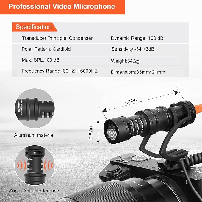 COMICA CVM-VM10II Universal Shotgun Microphone for Camera, iPhone, Android | Noise Cancellation, Cardioid Polar Pickup, Professional Video Mic for YouTube, TikTok, Vlog, Interview, Video Recording - Image 3