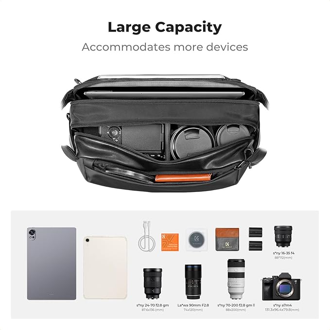 K&F CONCEPT Large Camera Sling Bag, Everyday Shoulder Bag | Multifunction Photography Compact Crossbody DSLR Portable Bag, Compatible for Canon/Nikon/Sony, BS08 - Image 2