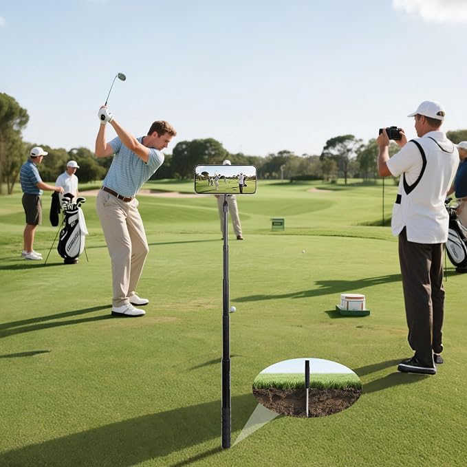 Ground Golf Monopod Phone Stand Holder with Spike Stake, 46" Extendable Selfie Stick & Universal 1/4" Screw - Record Stable Hands-Free Golf Swing Videos for magsafe and All Smartphones - Image 2