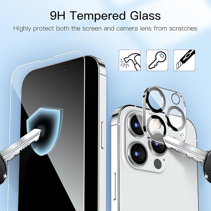 JETech Screen Protector for iPhone 14 Pro Max, 2+2 Pack | with Camera Lens Protector, 9H Tempered Glass, Full Coverage, HD Clear, Case-Friendly - Image 6