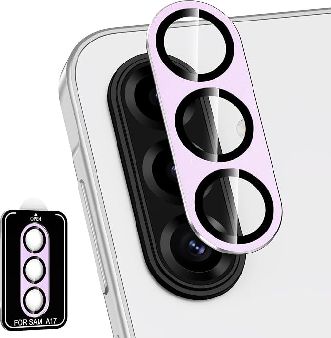 for Samsung Galaxy A17 Camera Lens Protector, Individual Metal Ring Tempered Glass Lens Cover, [Strong Adsorption] Scratch Resistant Ultra-Thin HD Clear Lens Cover, 1 Set-Purple by Btscase