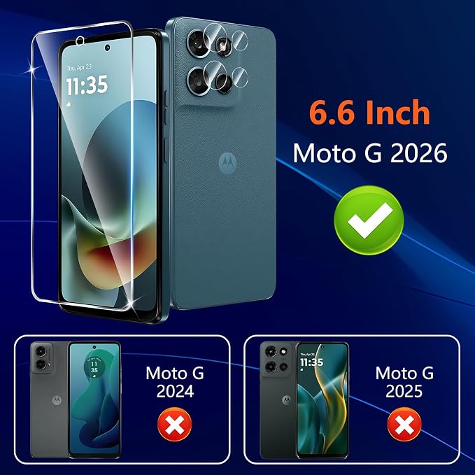 (3+2 Pack) Designed for Motorola Moto G 5G 2026 & Moto G Play (2026) Tempered Glass Screen Protector + Camera Lens Protector,[3D Touch][Bubble-Free][Anti-Scratch] - Image 2