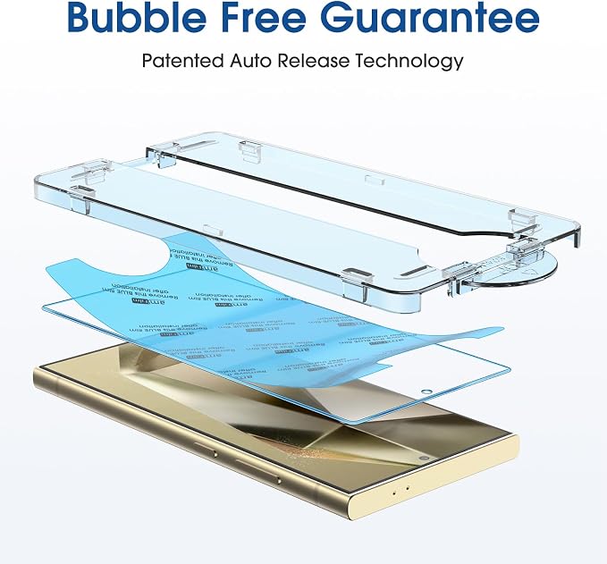 amFilm OneTouch for Samsung Galaxy S24 Ultra Screen Protector TemperedGlass | Auto-Alignment, 30s Install, Bubble Free, Scratch & Drop Protection, HD Clear, Camera Lens Protector, 2+2 Pack (S24U-6.8'') - Image 7