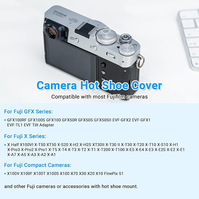 Camera Hot Shoe Cover for Fujifilm X Half X100VI XS20 XH2 X-T30 III-Black | Camera Hotshoe Protector Cap,for Fujifilm XT20 XT10 XE4 XE3 XE2S XT4 XT200 XT100 X100V X100F GFX100RF GFX 100S 100 50R 50S II - Image 2