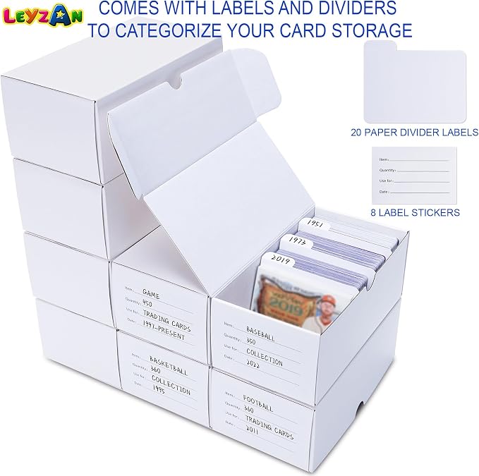 Trading Card Storage Box, 8-Pack 400 Count Cardboard TCG & Sport Card Box | Trading Card Storage with Divider and Labels, Card Organizer Box for MTG, Magic, Football, Basketball, Game Card Collections - Image 5
