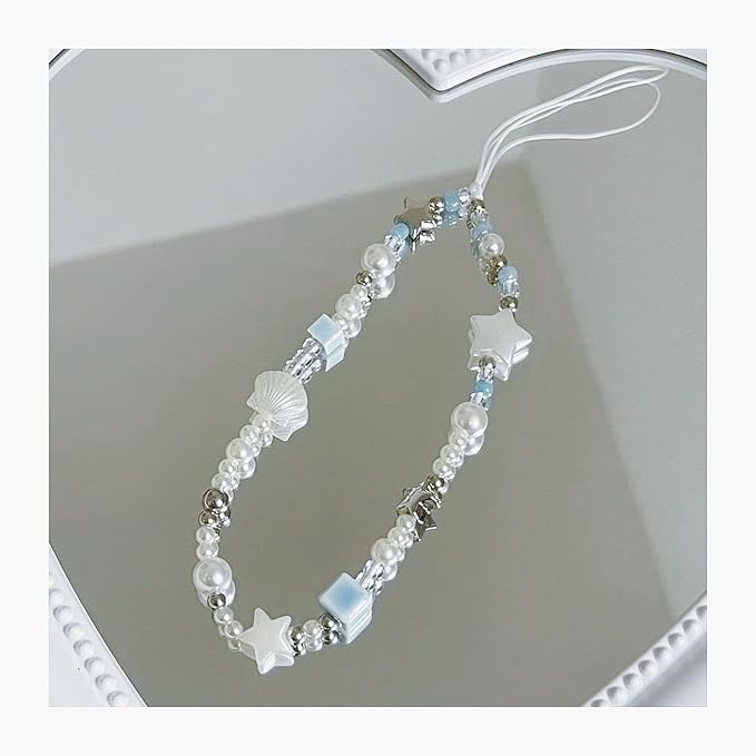 Cute Beaded Camera Wrist Strap for Phone, Digital Camera Charm Lanyard, Pearl Beaded Chain for Bag Keychain Gift - Image 5