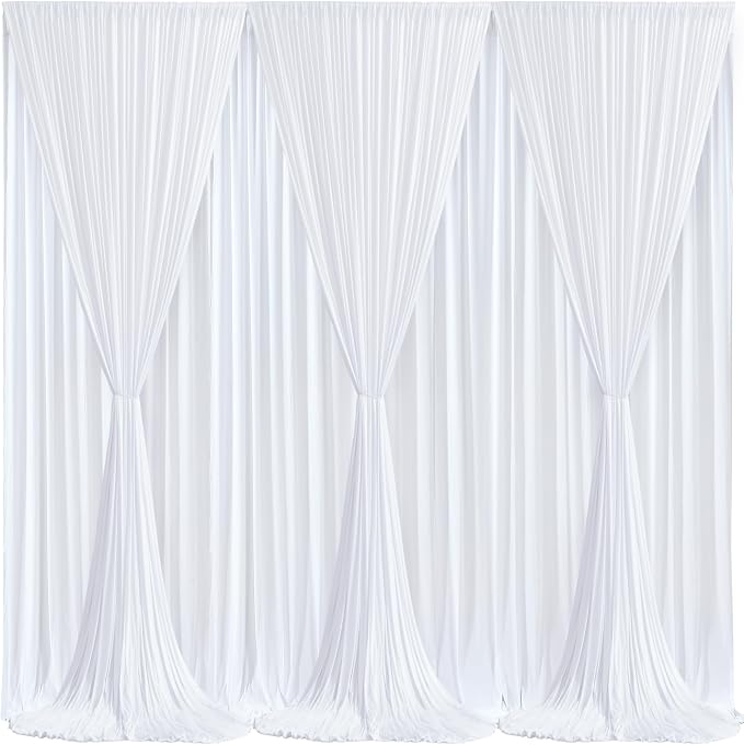 White Backdrop Curtains 6 Panels, 10 Feet Wrinkle-Free Polyester Photography Backdrop Drapes for Wedding Baby Shower Party Background Backdrop Stand- 24 X10FT (White) - Image 2