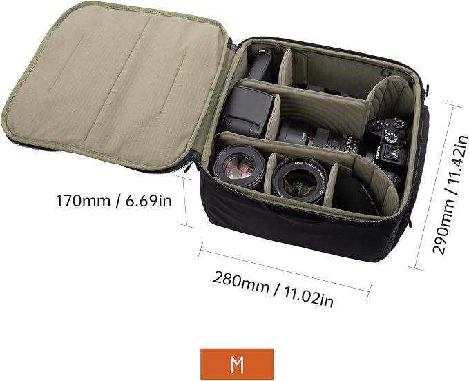 PGYTECH Medium Camera Insert Protection Bag Camera Soft Padded Bag Handbag | Waterproof Lens Pouch for Photographers Lightweight DSLR/SLR Lens Carring Case Travel Organizer Camera Insert for Backpack - Image 2