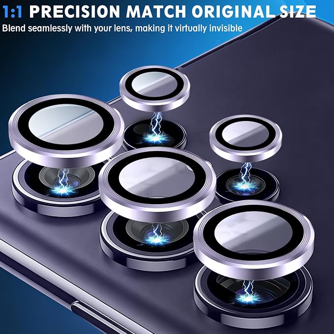 SiHPuoy 2Set Camera Lens Protector for Samsung Galaxy S26 Ultra, Purple | 9H+ Tempered Glass, Military Grade Shatterproof, Anti-Scratch,Case Friendly,HD Metal Camera Cover,Does not Affect Night Shots - Image 5