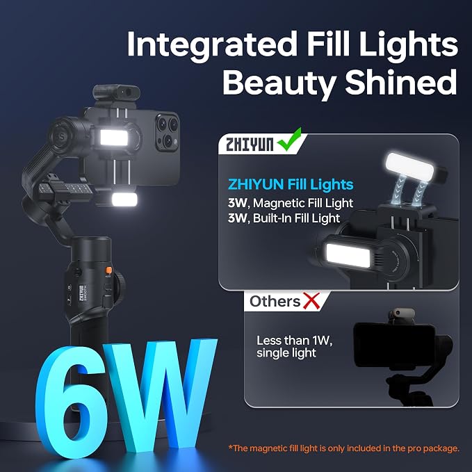ZHIYUN Smooth 5S AI Combo 3-Axis Gimbal Stabilizer for iPhone 15 Pro Max & Android Smartphone Gimbal with AI Tracker, Built-in Fill Light, Tripod, Phone Stabilizer for Video Recording Vlog Filming | 3-Axis Smartphone Gimbal with AI Tracker, Built-in Fi... - Image 4