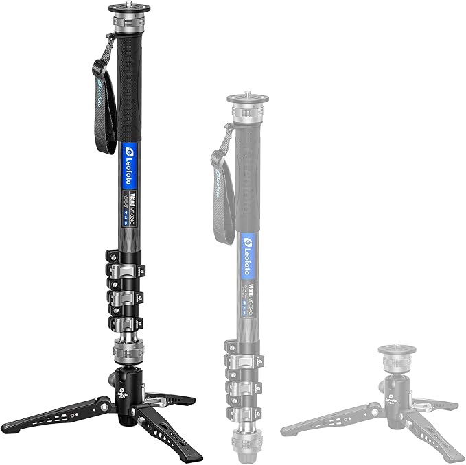 Leofoto Professional Carbon Fiber Monopod with Pedal, 63.78" Portable Travel Monopod with Removable Tripod Base for Camera, Max Load 11.02LB/5KG, Compatible with Sony/Canon/Nikon/DSLR (MF-324C) by TAKINGITFURTHER-LEOFOTO
