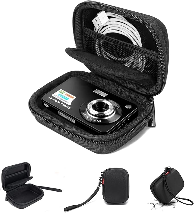 Cwatcun Carrying & Protective Case for Digital Camera, Small Camera Pouch for AbergBest 2.7" LCD Kodak Pixpro/Canon PowerShot ELPH 180/190 / DSCW830 Travel Cameras, Waterproof Shockproof Case - Black | Fits cameras up to 4.9"x3.5"x2.2". 900Dscratch-res... by FocusonCameraBag