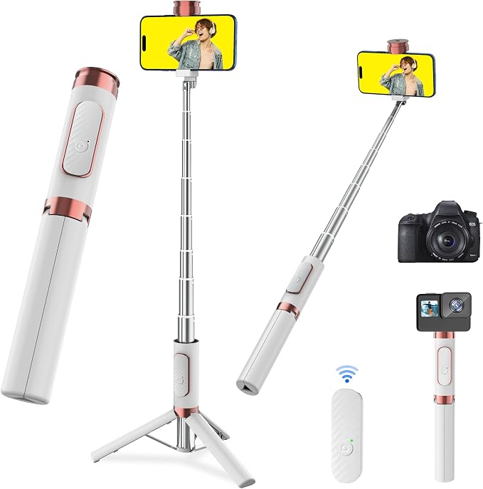 CellphoneTripod with Remote, Aluminum Alloy Selfie Stick Tripod, Best Foldable Mini Extendable Tripod Stand 270° Rotation Compatible with iPhone/Android Travel Essentials by Unknown