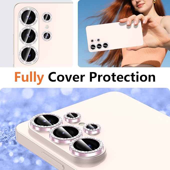 for Samsung Galaxy S26 Ultra Camera Lens Protector, Individual Metal Ring Tempered Glass Lens Cover, [Strong Adsorption] Scratch Resistant Ultra-Thin HD Clear Lens Cover, 1 Set-Pink Diamond - Image 8