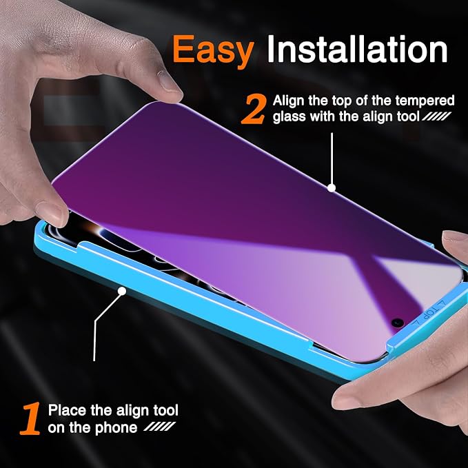 Milomdoi Gradient Colorful Privacy Screen Protector for iPhone 17 Pro | 3+3 Pack, 9H+ Hardness Tempered Glass Camera Lens Protector, Easy Installation, No Bubbles, Case Friendly - Image 3