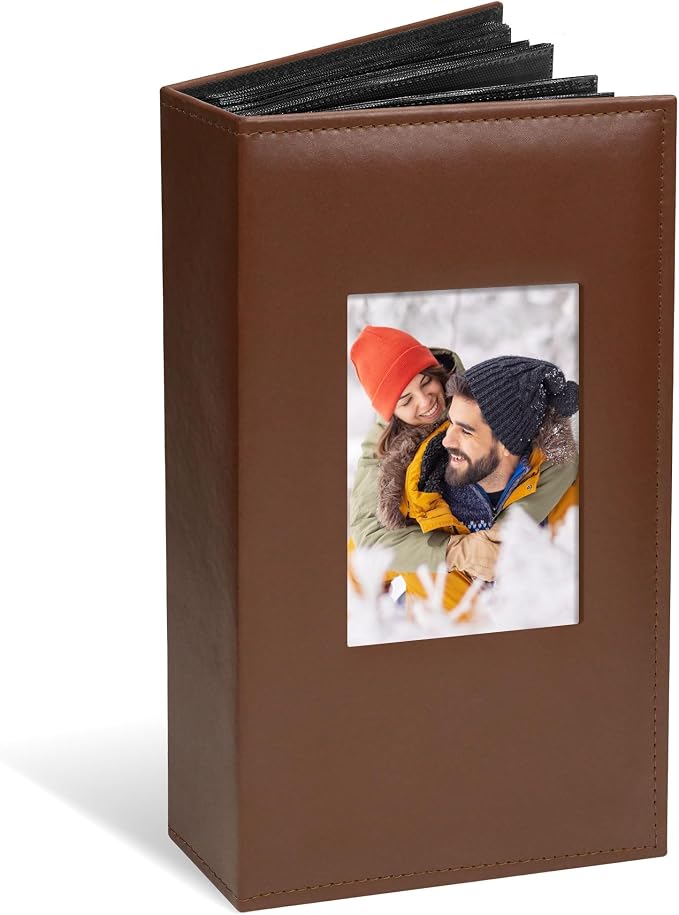 Vienrose Photo Album 4x6 Holds 300 Photos, PU Leather Cover Picture Book with 300 Horizontal Pockets, Slip-in Photo Album for Wedding, Baby Memories, Family, Acid-Free Photo Storage Gift, Brown by Vienrose
